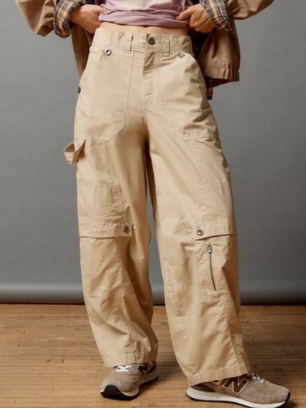 Urban Outfitters Beige Wide Leg Cargo Pants